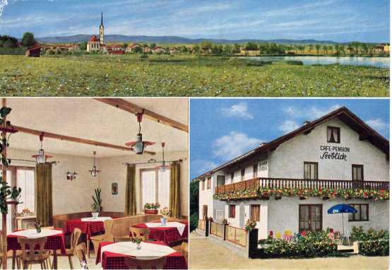 geschichte, alte postkarte, hotel seeblick obing